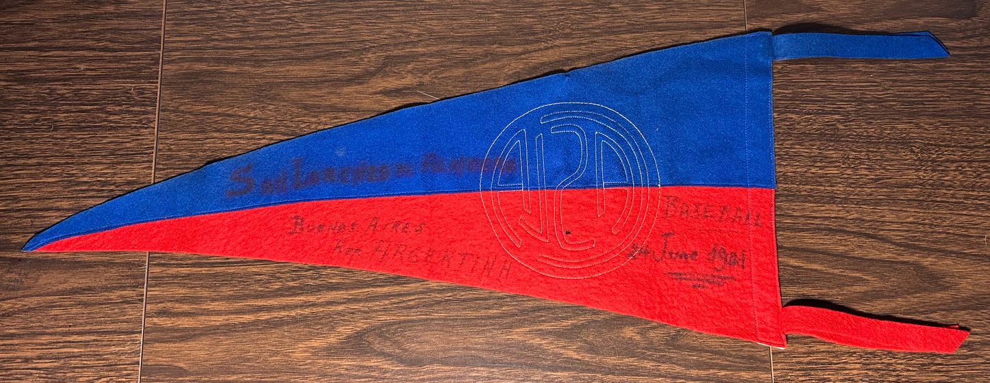 1941 Argentinian Club Atlético San Lorenzo de Almagro Baseball Felt Pennant