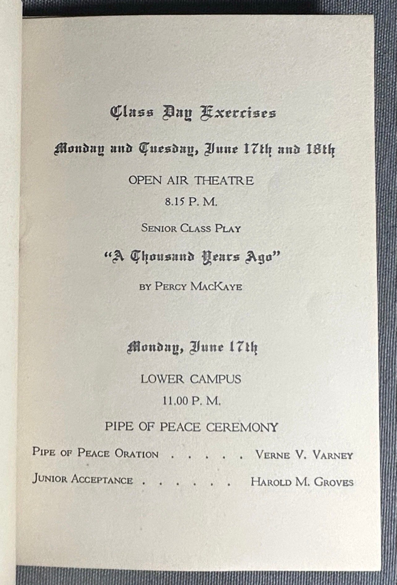 1918 University of Wisconsin Leather-Bound Commencement Invitation Program by E.A. Wright Company