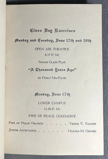 1918 University of Wisconsin Leather-Bound Commencement Invitation Program by E.A. Wright Company