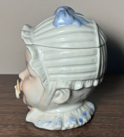 Early 20th Century German Porcelain Baby Boy Head Figural Lidded Jar