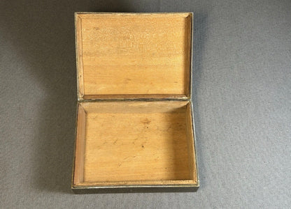 Vintage 1950’s Chinese Brass Wood Lined Shou Motif Trinket Box with Double-Transposition Error Mark