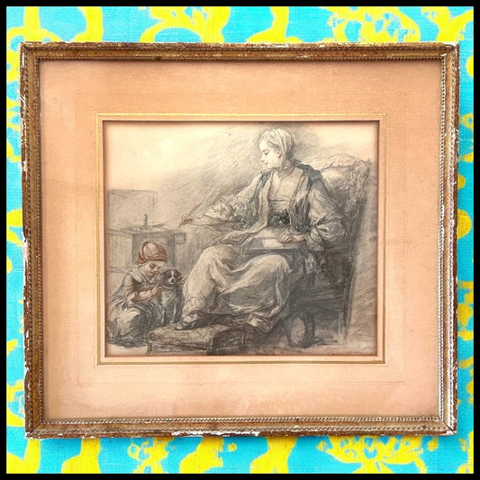 1920’s After Jean-Baptiste Siméon Chardin - “Fait pour de Madame Pompadour” Framed Hand-Colored Lithograph Print by Albertina Facsimile (Vienna, Austria)