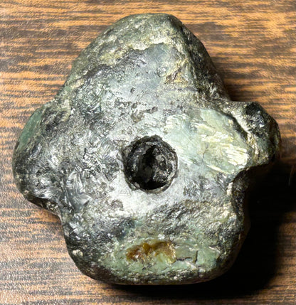 Circa 800-300 BCE Pre-Columbian Olmec Carved Serpentine Stone Head Bead from Mexico