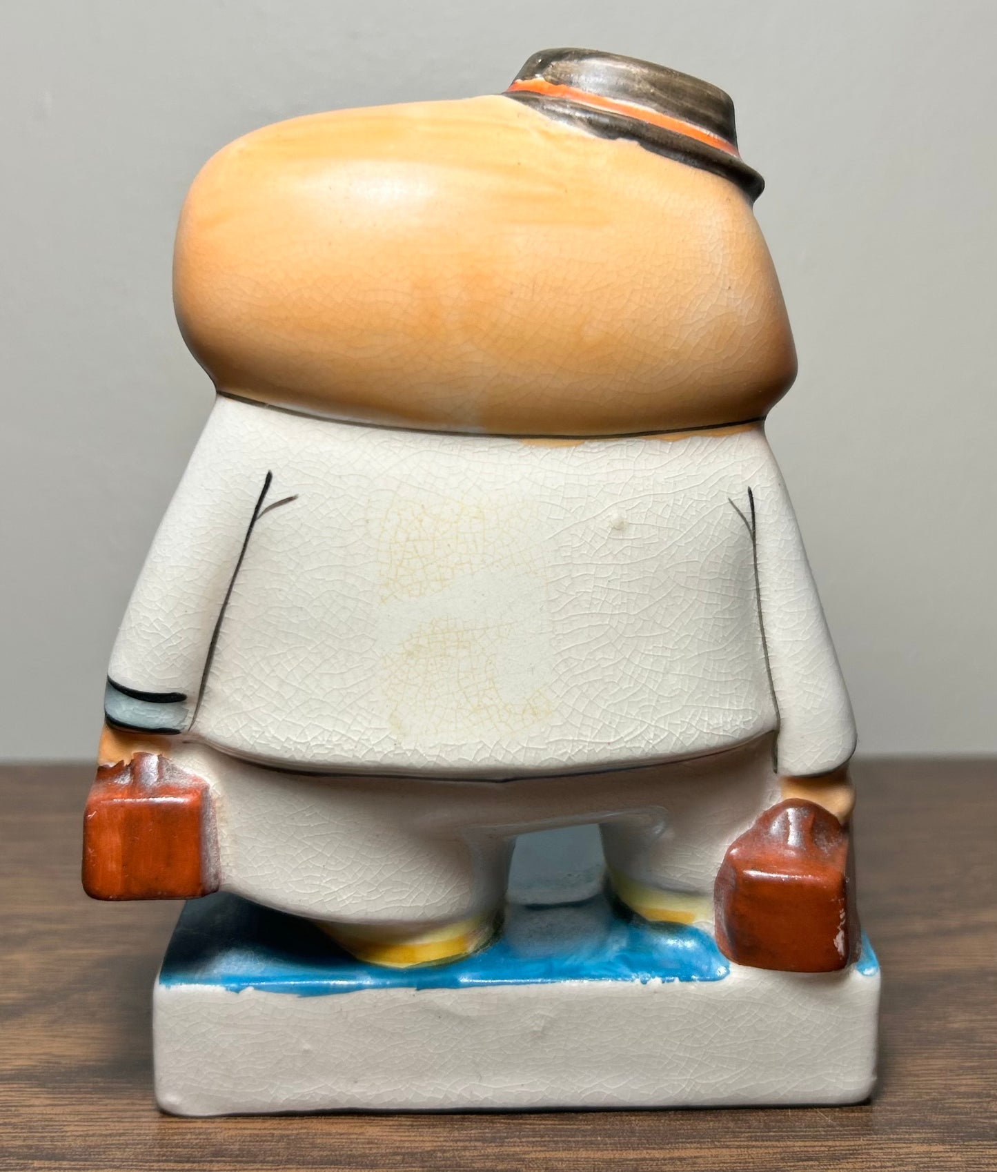 Vintage 1950’s Ucagco Travel Broadens Man with Luggage Ceramic Novelty Figurine Made in Japan