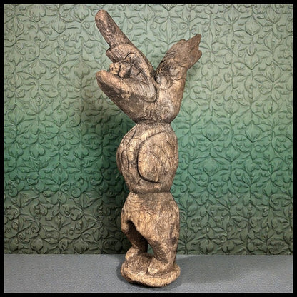 Vintage Mid 20th Century American Pacific Northwest Tribal Style Mythical Bird-Man Spirit Basswood Carving Sculpture