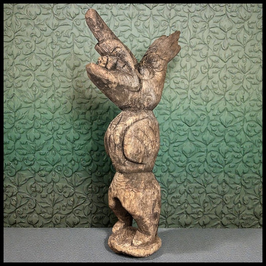 Vintage Mid 20th Century American Pacific Northwest Tribal Style Mythical Bird-Man Spirit Basswood Carving Sculpture
