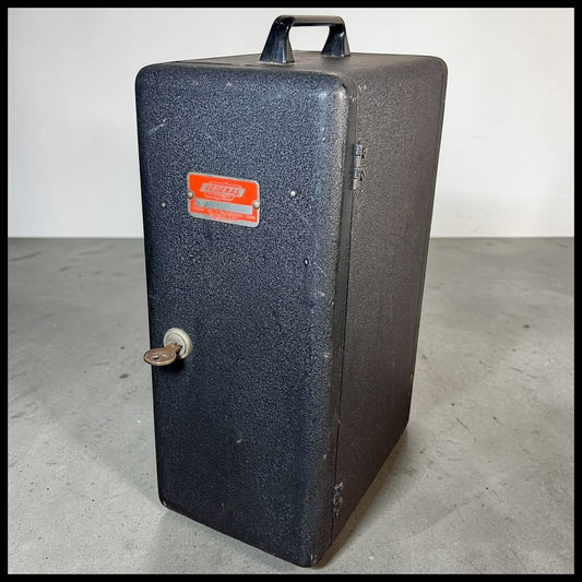 Late 1940’s American Federal Manufacturing & Engineering Corporation Model 40 Microscope Metal Locking Storage Case with Original Key (Brooklyn, New York)