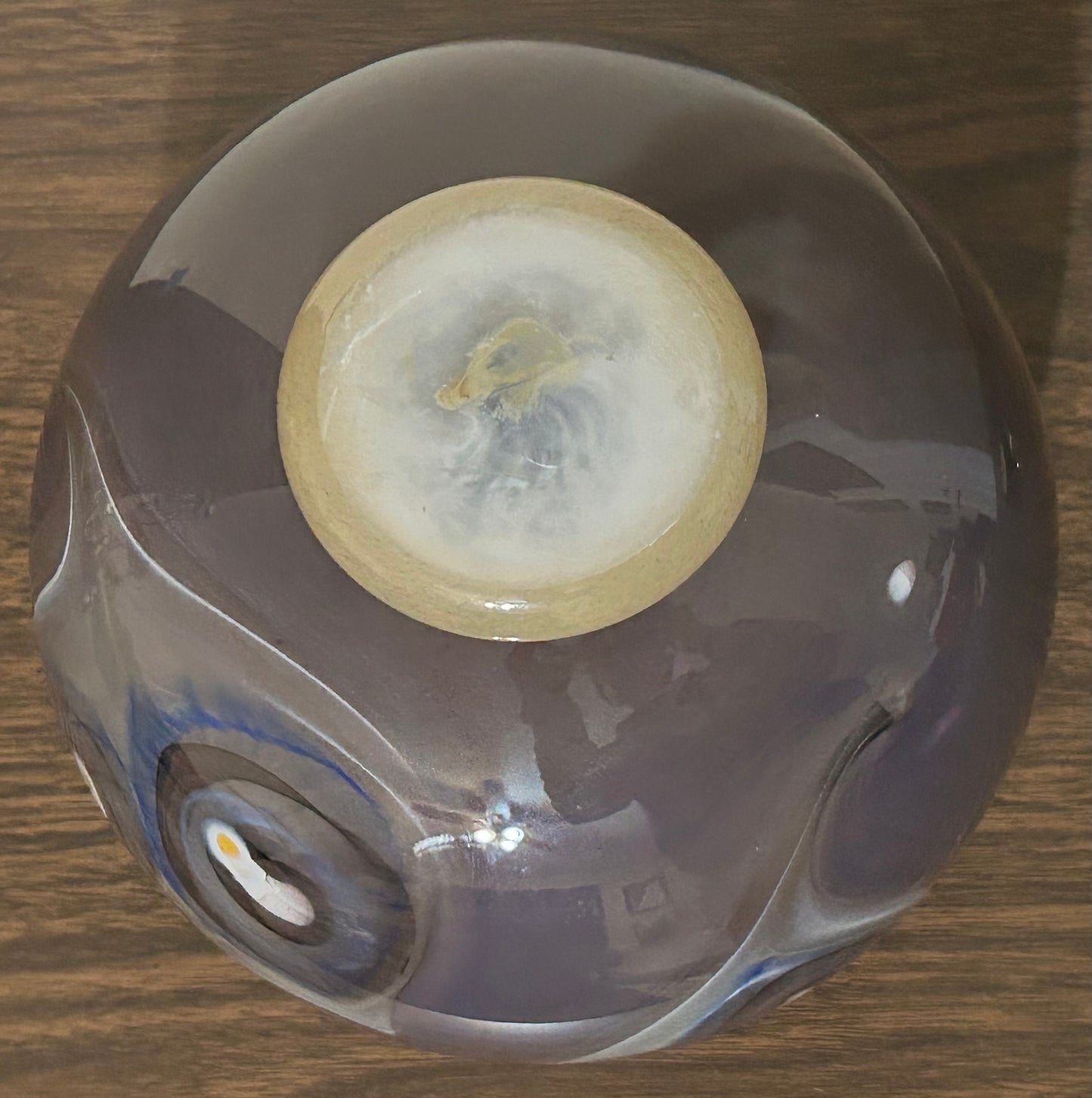 2002 Michael Rozell Art Glass Contemporary Style Fossil Line Footed Bowl (American)