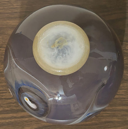 2002 Michael Rozell Art Glass Contemporary Style Fossil Line Footed Bowl (American)