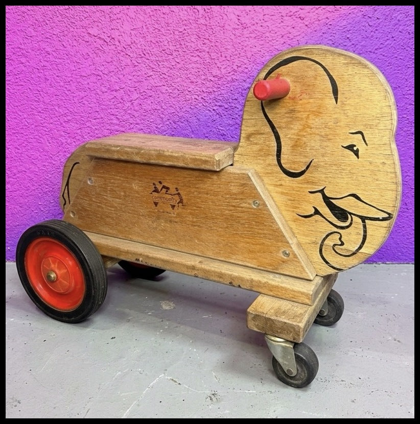 Vintage 1960’s American Community Playthings Wooden Ride-On Elephant Toy Made in Rifton, New York