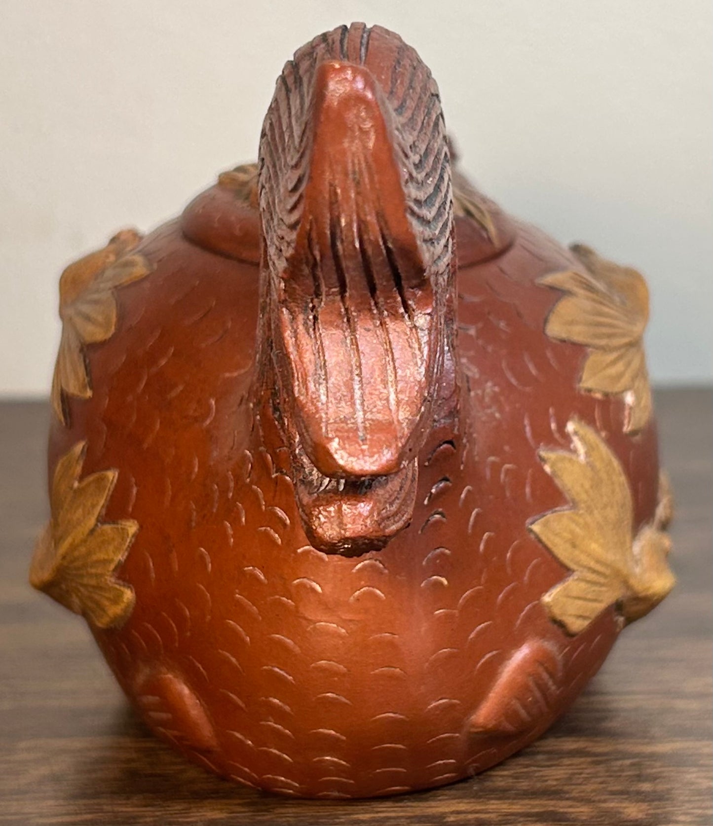 Vintage 1990’s Chinese Yixing Zisha Clay Koi Fish Form Teapot