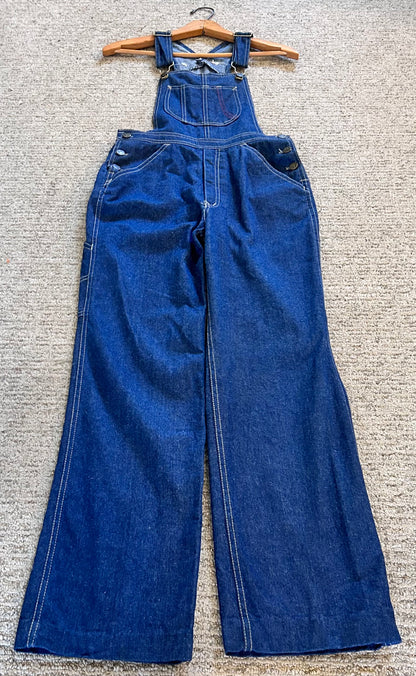 Vintage 1970’s American N’est Ce Pas Denim Fitted to Flared Bell Bottom Women’s Juniors Bib Overalls