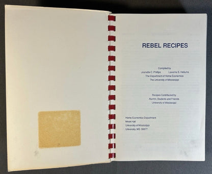 Vintage 1998 American “Rebel Recipes” The University of Mississippi Spiral-Bound Cookbook