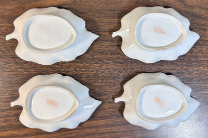 Set of 4 Late 19th Century French Art Nouveau Limoges Bawo & Dotter Elite Gilded Hand-Painted Floral Motifs Leaf-Form Trinket Dishes