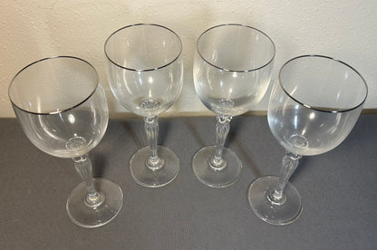 Set of 4 2000-2008 Waterford Crystal Carleton Platinum Water Goblet Glasses with Box (Retired)