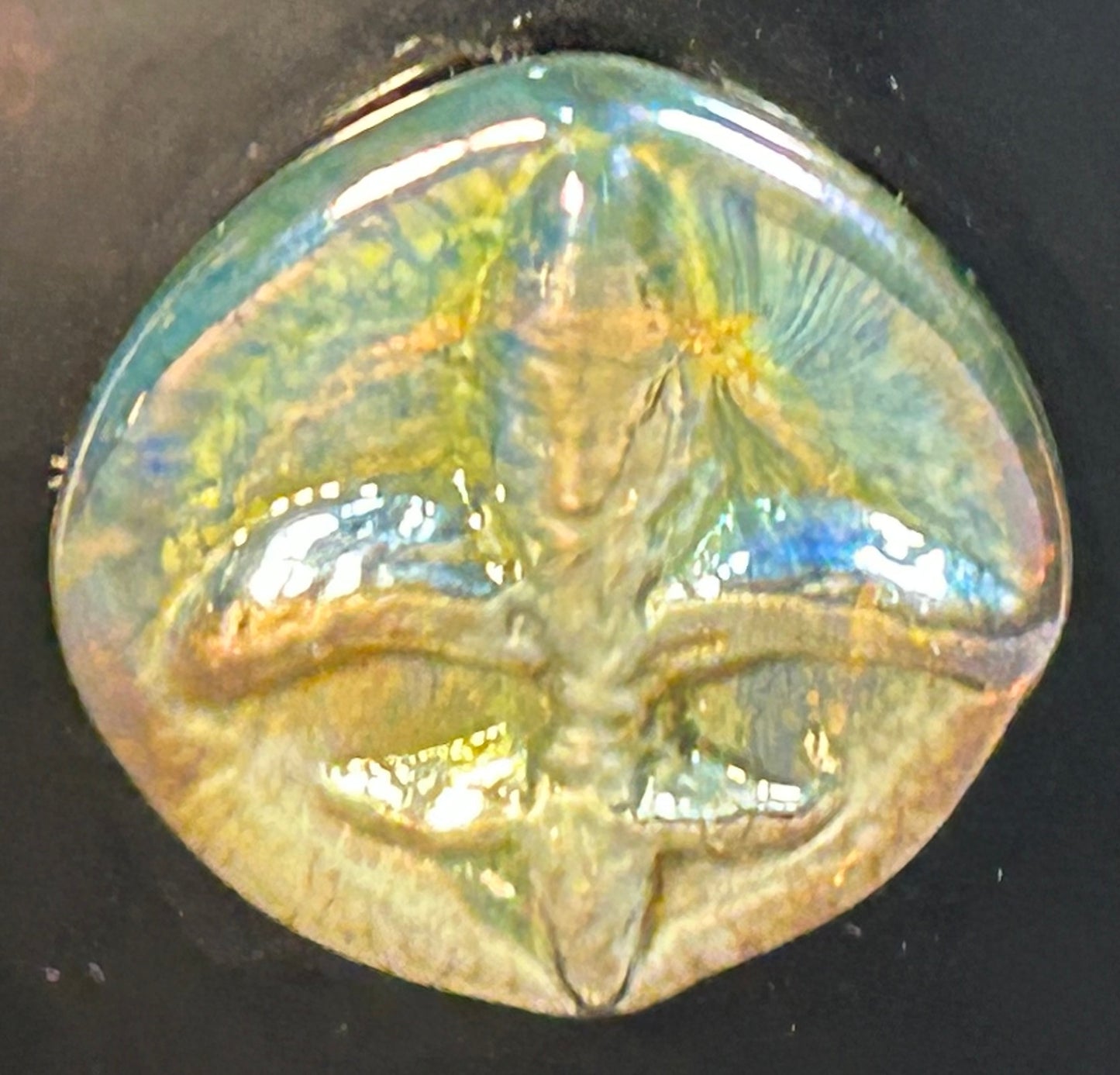 2010 Vella Vetro Studio Art Glass Contemporary Style Bowl with Fleur de Lis Medallion (New Orleans)