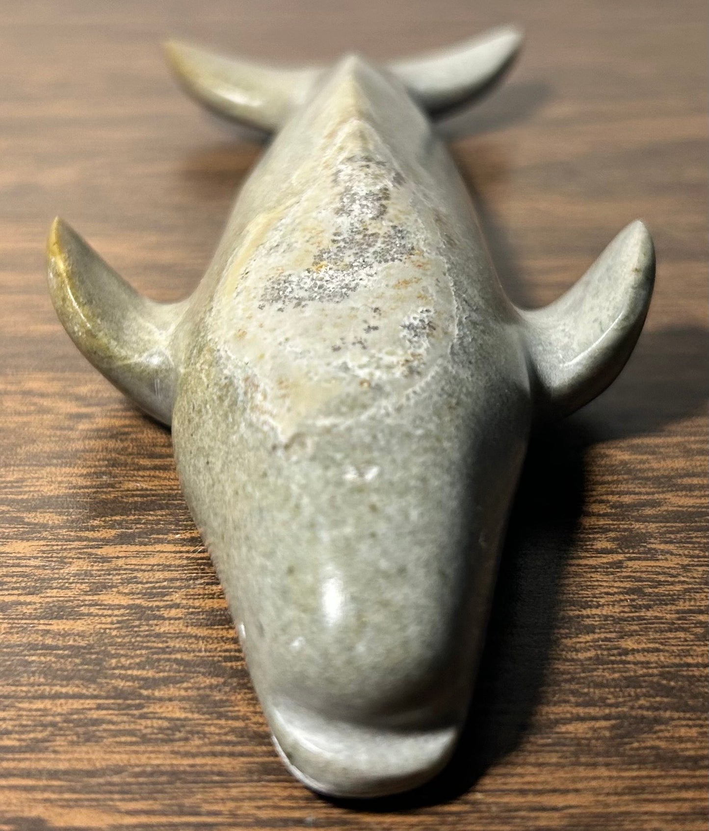 Vintage Canadian Inuit Soapstone Whale Carving by Annie Appaqaq (20th Century)