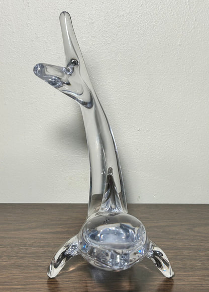 Vintage 1980’s French Daum Crystal Large Dolphin Diving Sculpture (Dauphin)