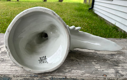 Pair of Vintage Circa 1960 Italian Mid Century Modern White Ceramic Pheasant Sculptures