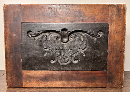 Mid 19th Century American Victorian Rococo Revival Style Carved Black Walnut Wood Architectural Molding Pattern Block