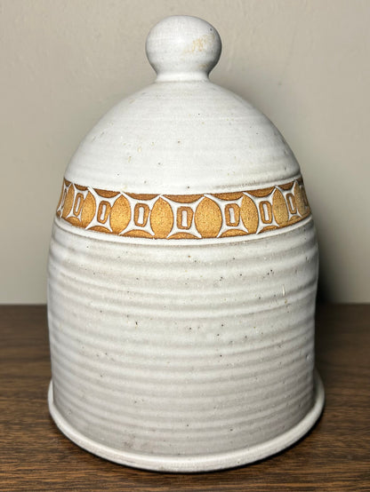 Vintage Circa 1955 Mid Century Modern Los Artesanos Puerto Rico Pottery Sgrafitto Stoneware Dome Tealight