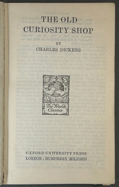 1930 “The Old Curiosity Shop” by Charles Dickens The World’s Classics Leather-bound Book