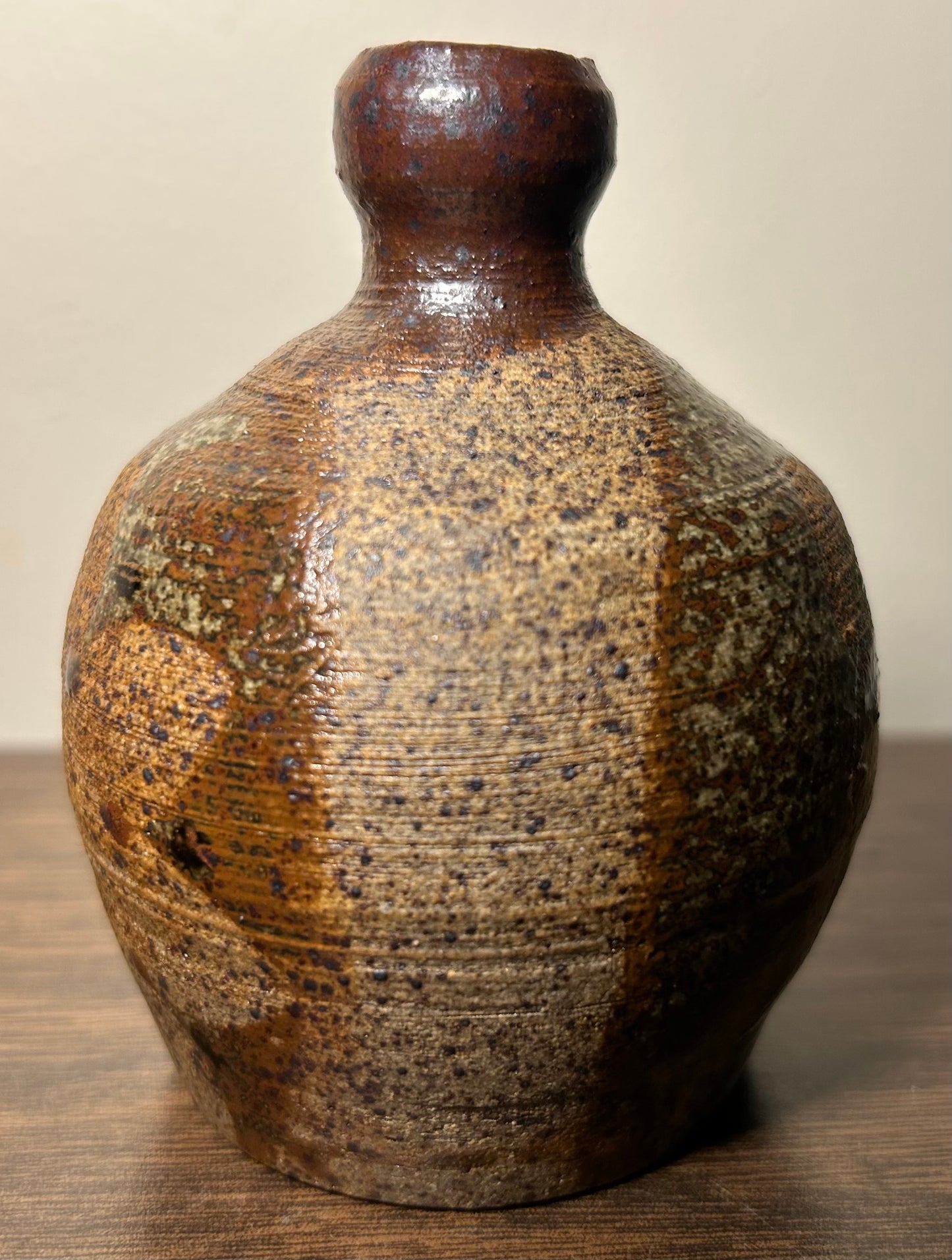 Vintage Circa Mid 20th Century Japanese Bizen Ware Pottery Small Floral Motifs Weed Pot Vessel