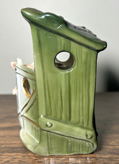 Vintage 1970’s Pigs and Outhouse Novelty Porcelain Figurine Made in Taiwan R.O.C.