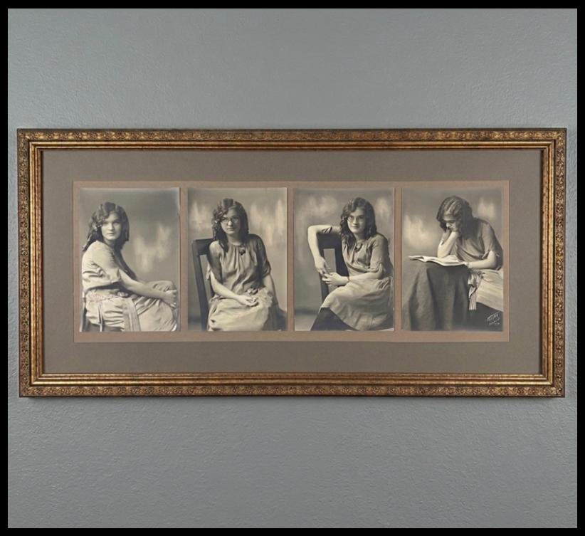 Circa 1920 American Edwardian Art Deco Set of 4 Framed Female Portrait Gelatin-Silver Photographs by Guy E. Tasker (Dubuque, Iowa)