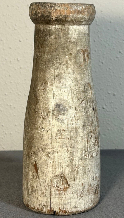 Early 20th Century American Primitive Wooden Carnival Weighted Gaffed Knock-Down Milk Bottle Target