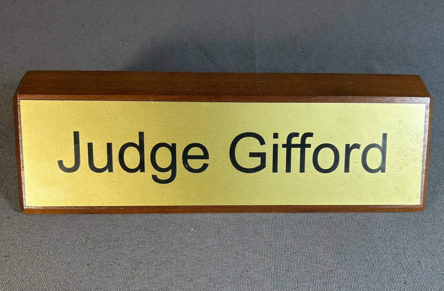 Leverage: Redemption Television Show Judge Gifford Desk Nameplate Screen-Used Prop