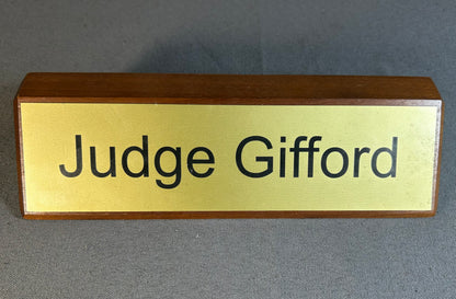 Leverage: Redemption Television Show Judge Gifford Desk Nameplate Screen-Used Prop