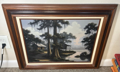 Vintage Phil Thomasson - "Cajun Country" Framed Oil Painting on Canvas (1987) (New Orleans, Louisiana)