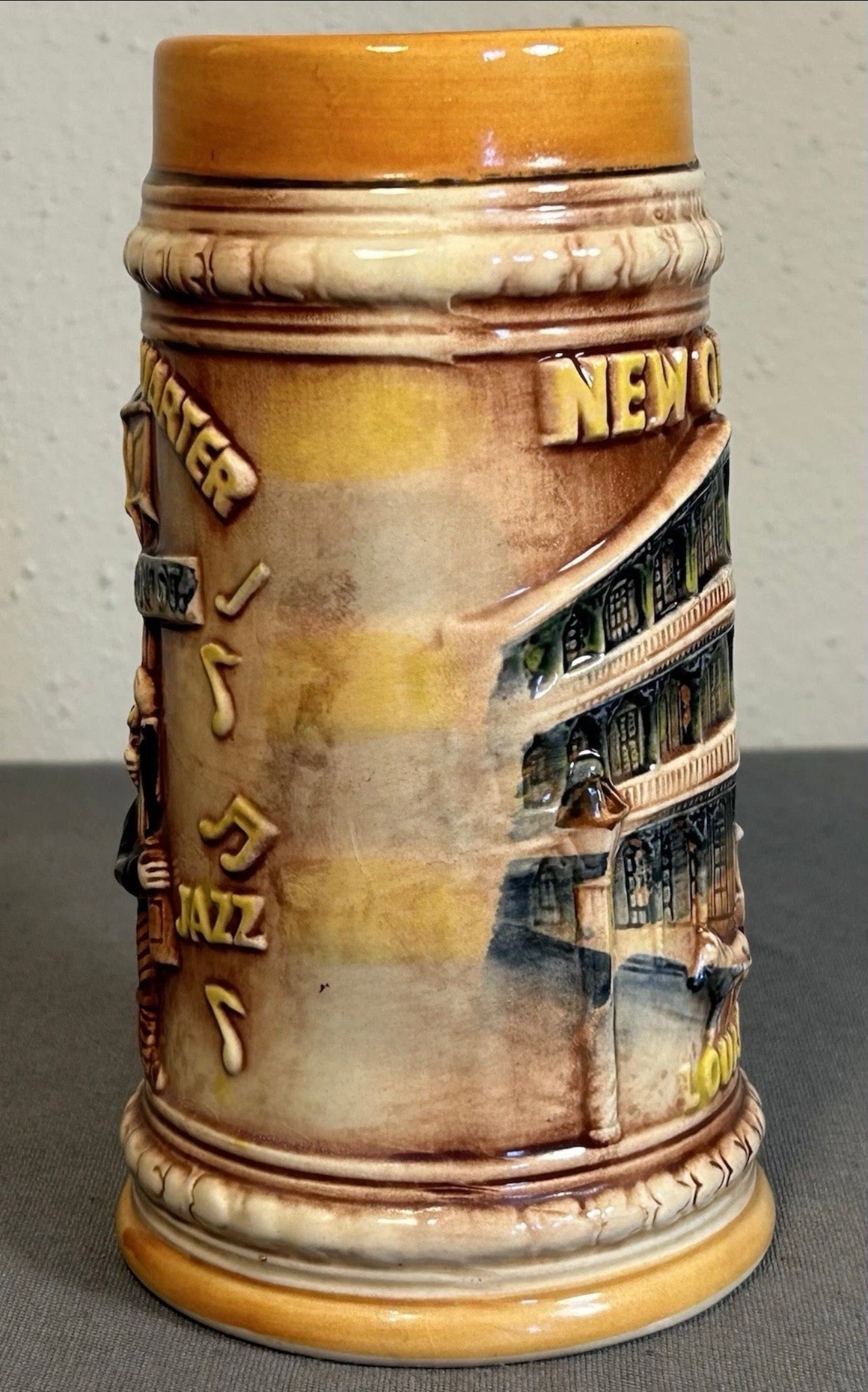 Vintage 1970’s New Orleans, Louisiana Souvenir Ceramic Beer Stein Mug Made in Japan