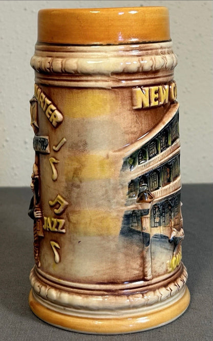 Vintage 1970’s New Orleans, Louisiana Souvenir Ceramic Beer Stein Mug Made in Japan