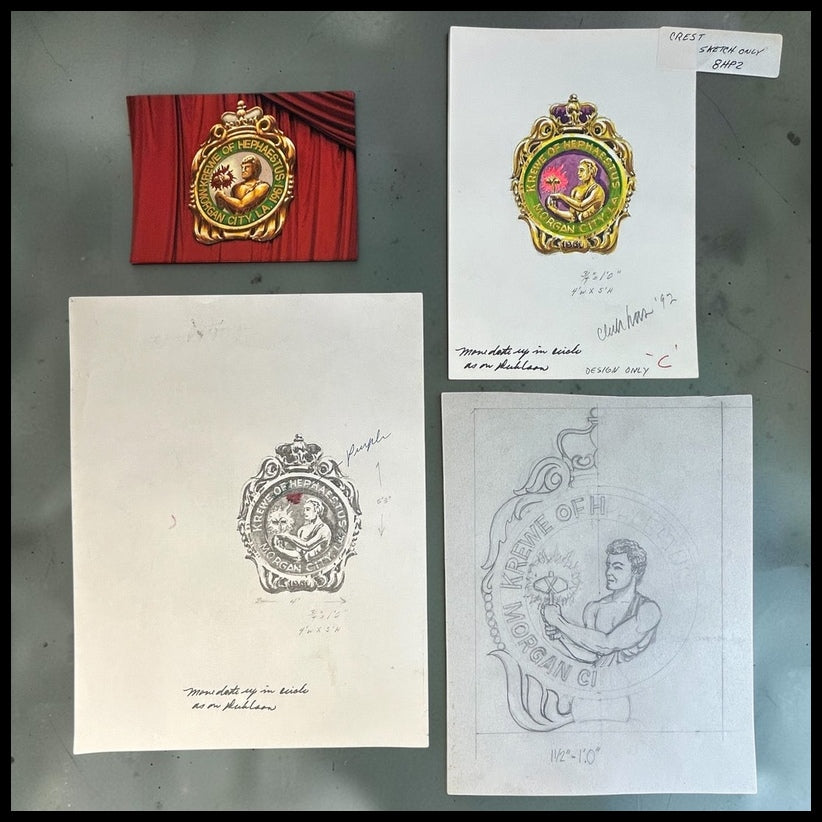 Vintage 1992 Mardi Gras Krewe of Hephaestus Morgan City, Louisiana Tableau Ball Concept Art Archive Set by Cunhas Scenic Studios