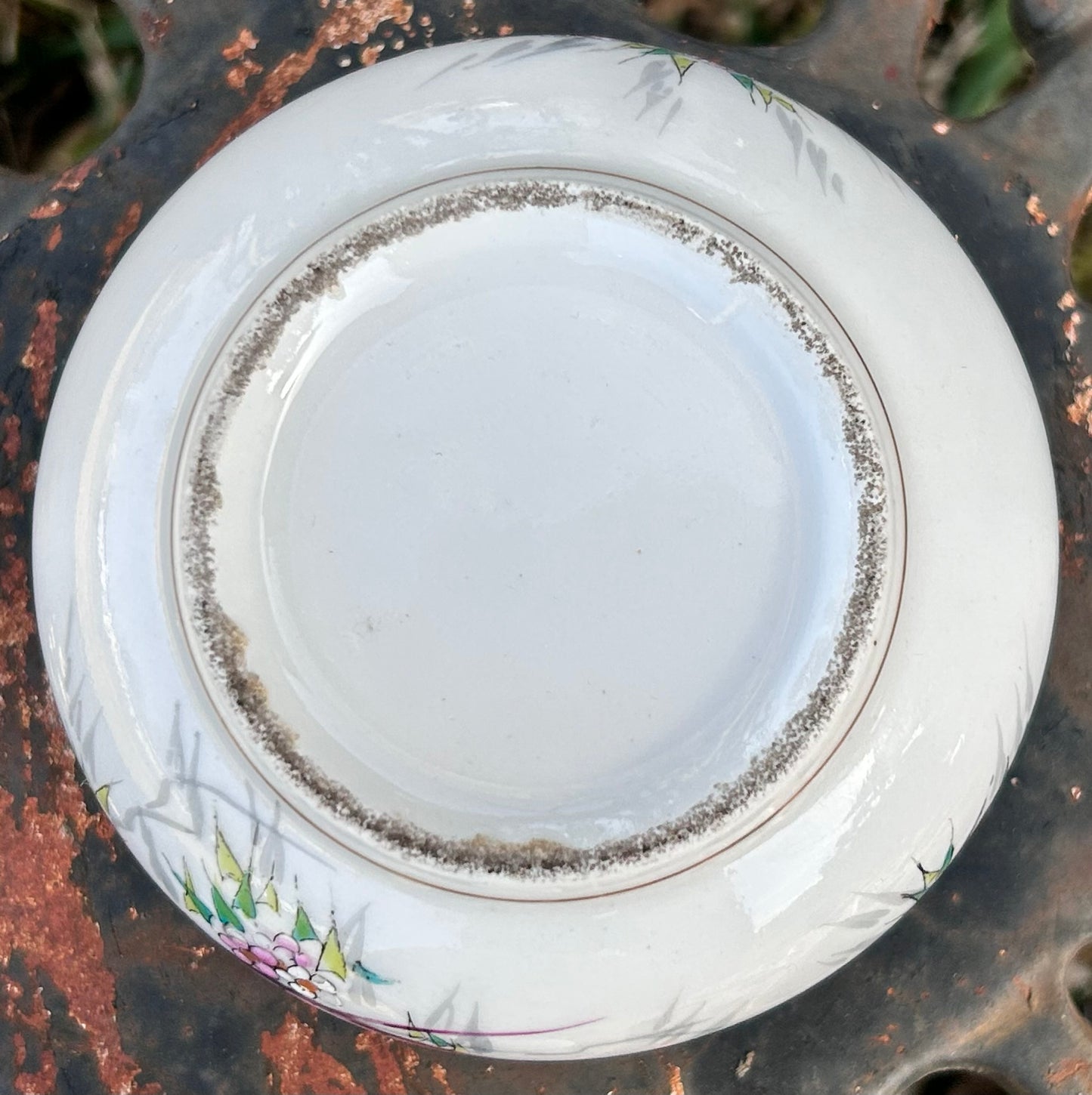 Vintage 1960’s Japanese Porcelain Hand-Painted Floral/Bird Motifs Lidded Vanity Jar