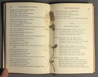 1909 “Poems” by Robert Louis Stevenson Leather-bound Book with Pressed Wildflower Specimens