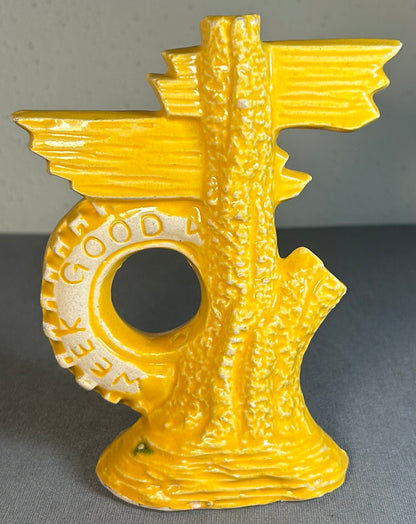 Vintage 1970’s Kitsch Novelty Goodyear Parody/Anti-Pollution Ceramic Figurine Made in South Korea