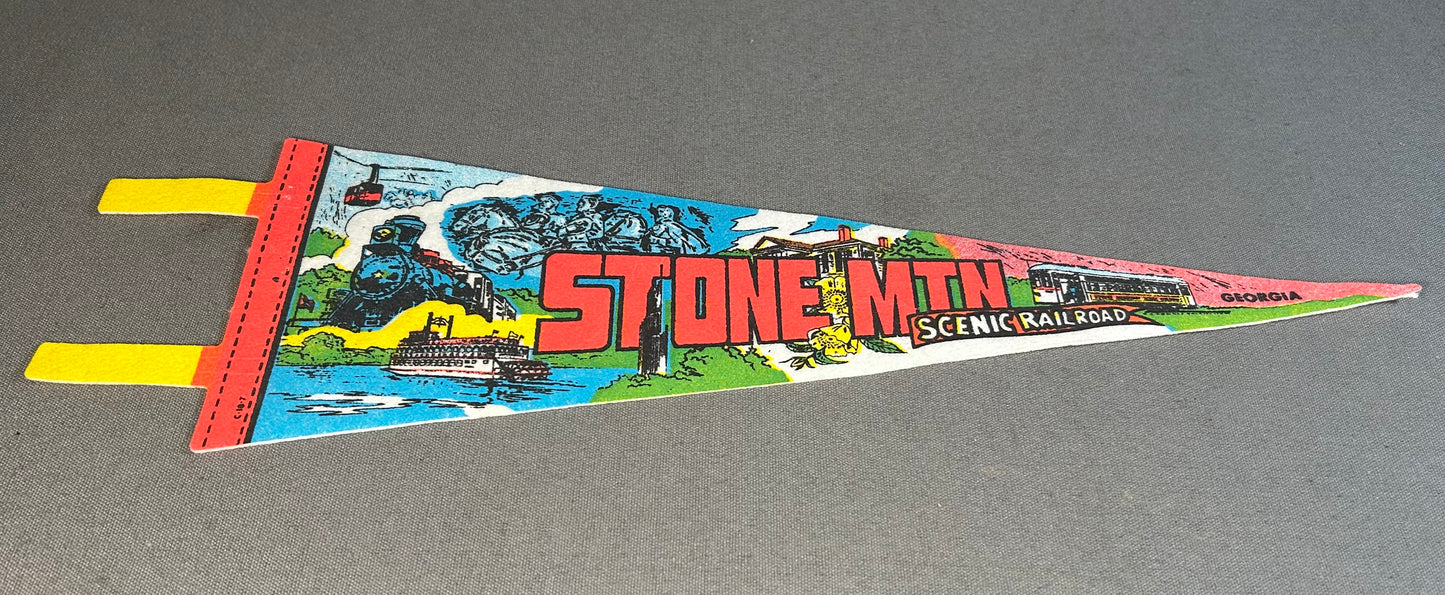 Vintage 1970’s American IMPKO Stone Mountain Scenic Railroad Georgia Souvenir Felt Pennant