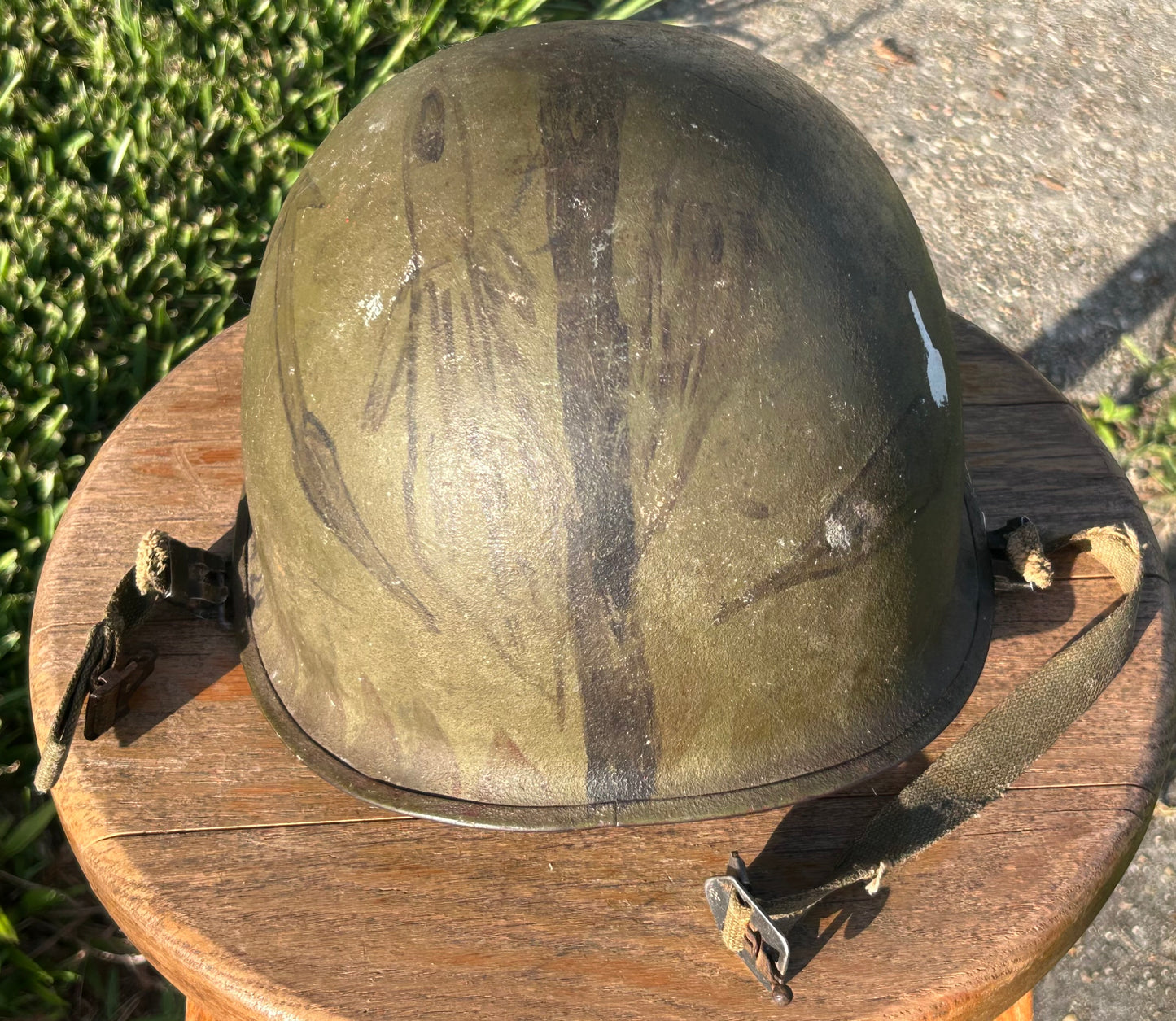 Vintage Late 1960’s Vietnam War-Era United States M1 Steel Combat Helmet Trench Art