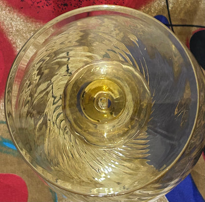 Vintage Circa 1970 Italian Empoli Topaz Glass Optic Swirl Pattern Footed Vase
