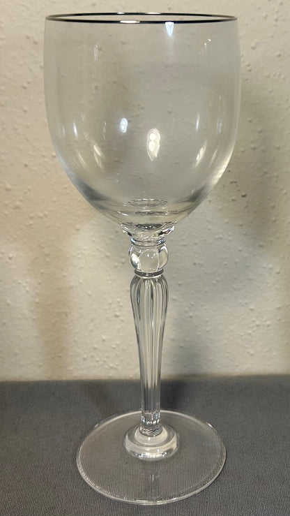 Set of 4 2000-2008 Waterford Crystal Carleton Platinum Water Goblet Glasses with Box (Retired)