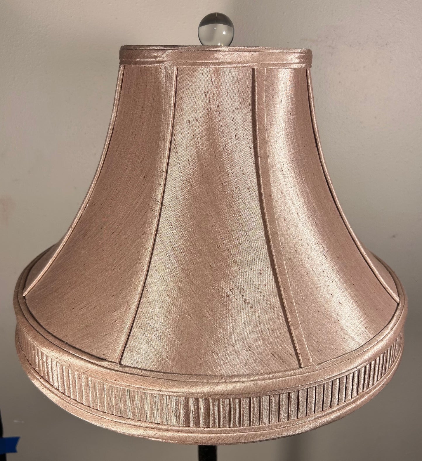 Arteriors Home Contemporary Style Silver Hammered Metal Trumpet Form Base/Cloth Bell Shade Table Lamp