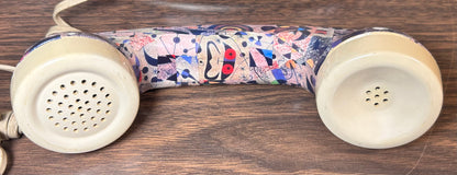Vintage Late 1970’s/Early 1980’s American Joan Miro Art Style Decoupage Western Electric CS702BM Rotary Dial Desk Telephone