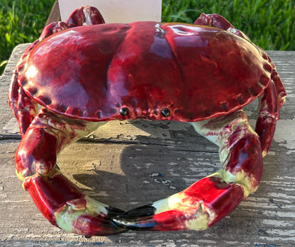 Vintage 1950’s French Palissy Ware Barbotine Majolica Crab Form Lidded Tureen