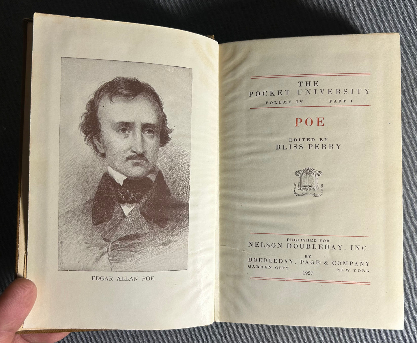 1927 American “The Pocket University - Volume IV, Part I: Poe” Hardcover Book