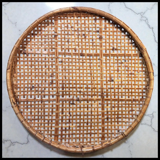 Vintage Mid 20th Century East Asian Woven Bamboo/Rattan Winnowing Basket