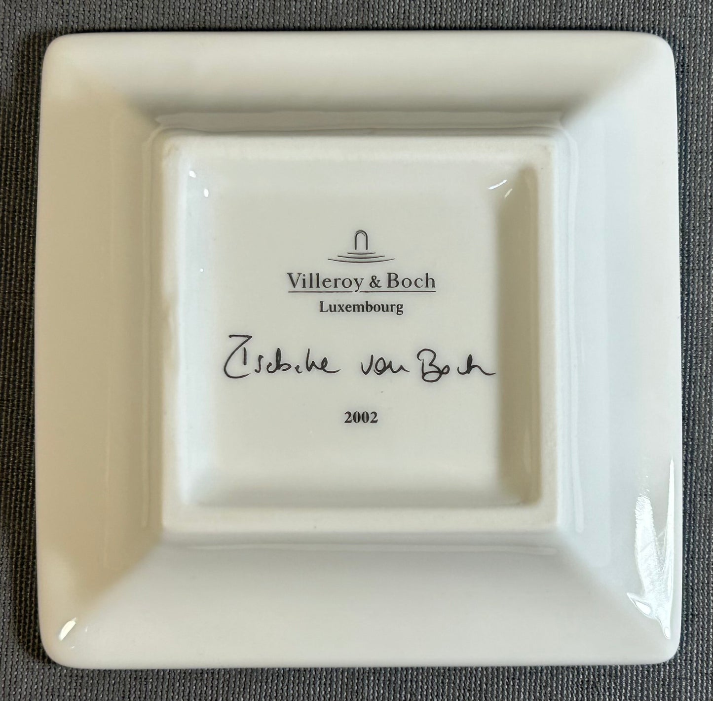 2002 Villeroy & Boch Porcelain Blue Cornflower Floral Motif Square Trinket Dish with Original Box