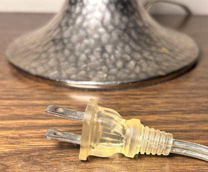 Arteriors Home Contemporary Style Silver Hammered Metal Trumpet Form Base/Cloth Bell Shade Table Lamp